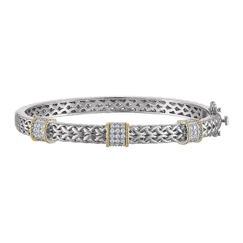 Ivy Sharpe Silver Tone Cubic Zirconia Weave Bangle Bracelet, Women's, Size: 7.25" Product Image
