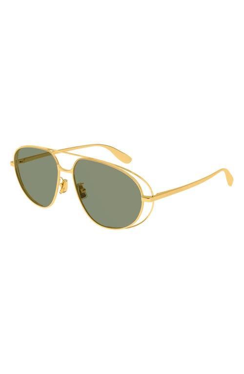 BOTTEGA VENETA Cutout Metal Aviator Sunglasses In Shiny Gold Btv Product Image