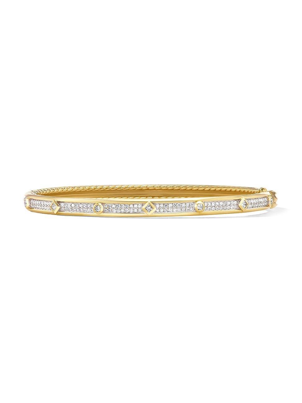 David Yurman 18K Yellow Gold Modern Renaissance Bangle Bracelet with Full Pave Diamonds Product Image