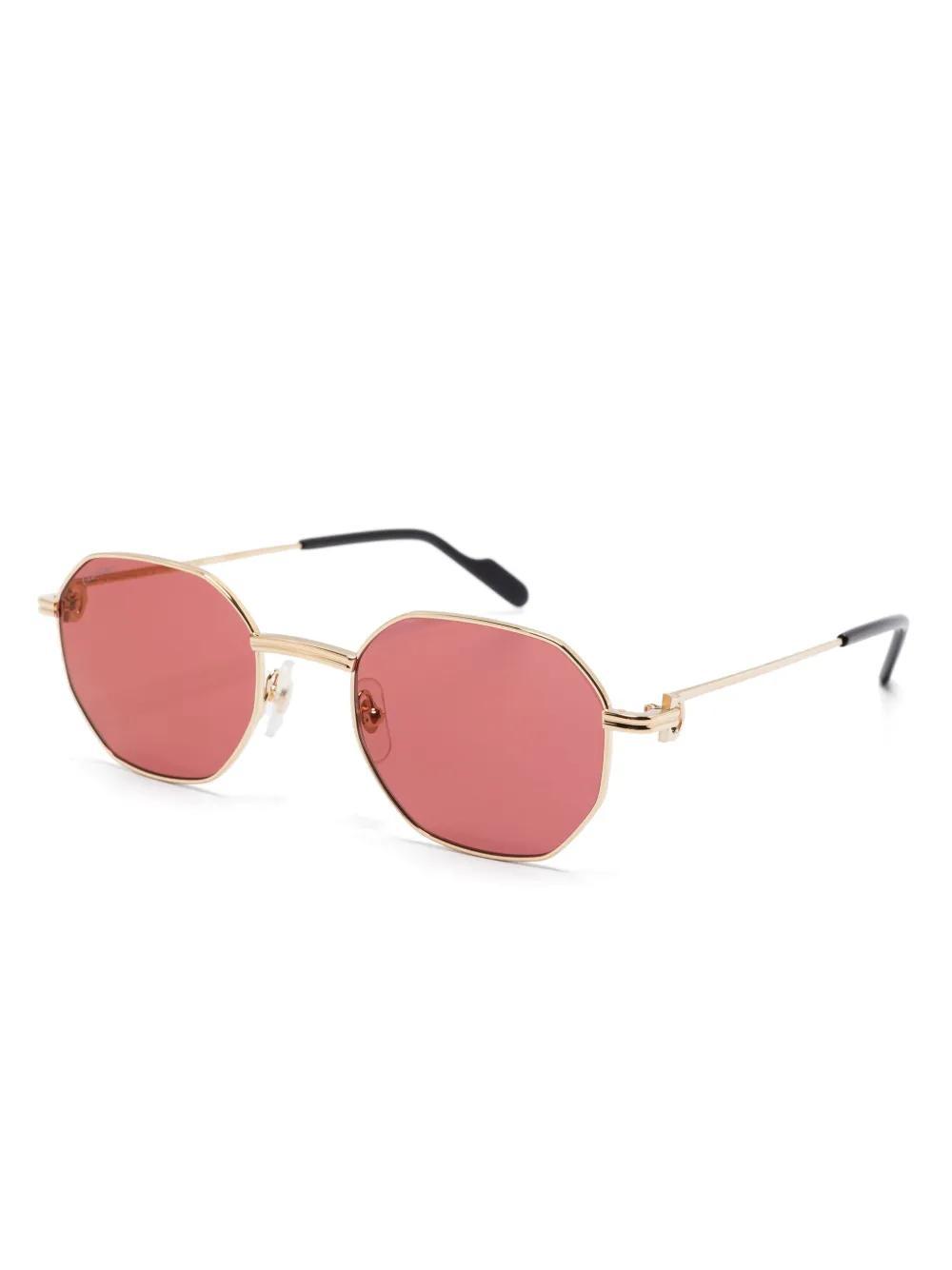 CARTIER Sonnenbrille Mit Achteckigem Gestell In Gold Product Image
