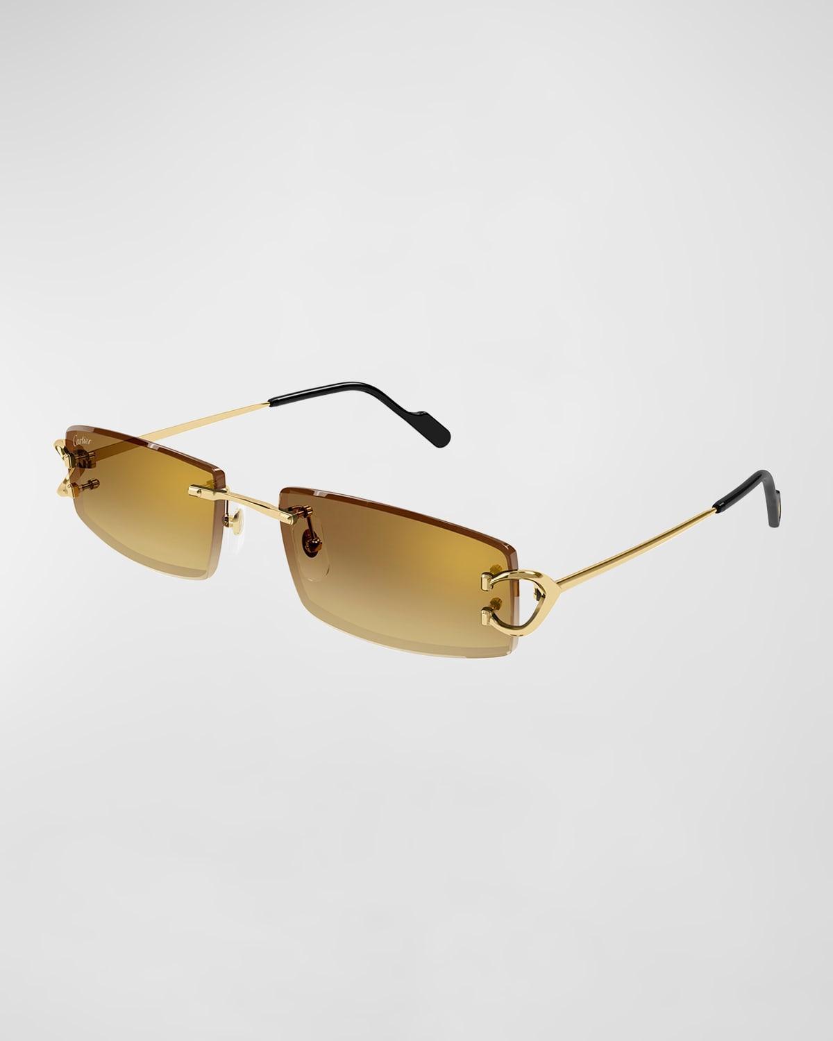 Mens Rimless Metal Rectangle Sunglasses Product Image