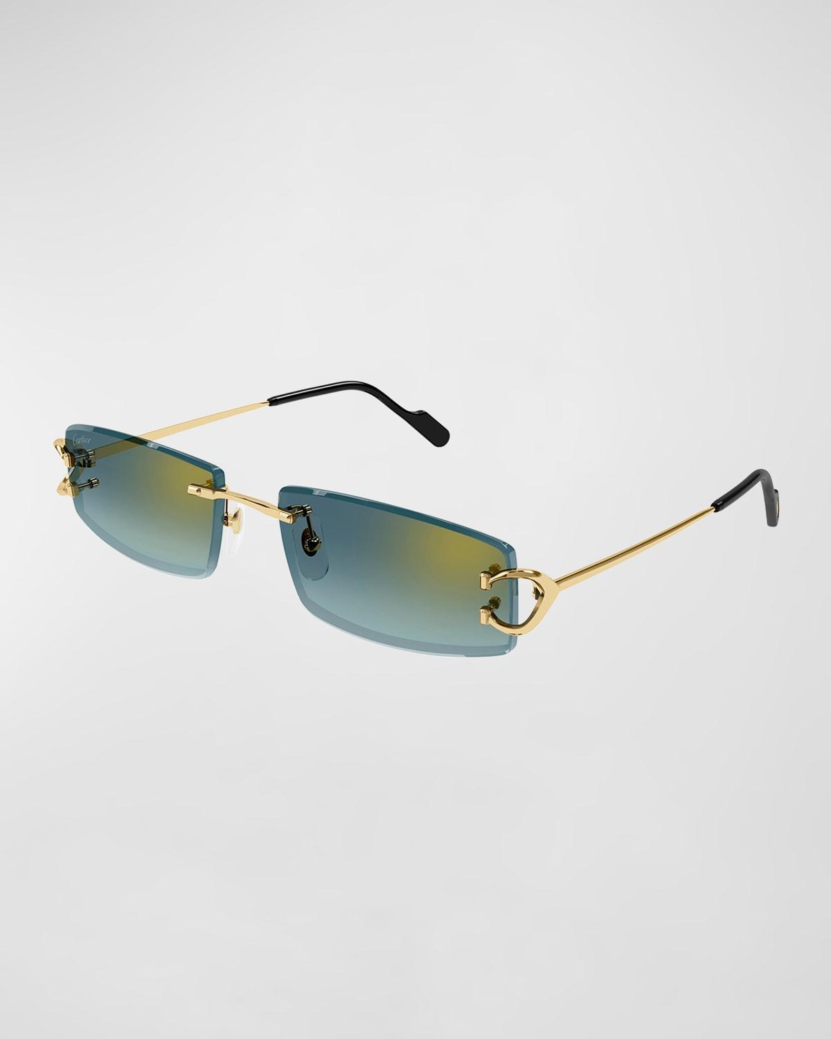 Mens Rimless Metal Rectangle Sunglasses Product Image