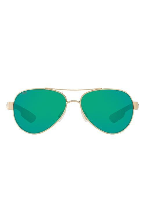 Costa Loreto Double Bridge Polarized UVAUVB Protection Aviator Sunglasses - Rose Gold Silver Mirror Product Image