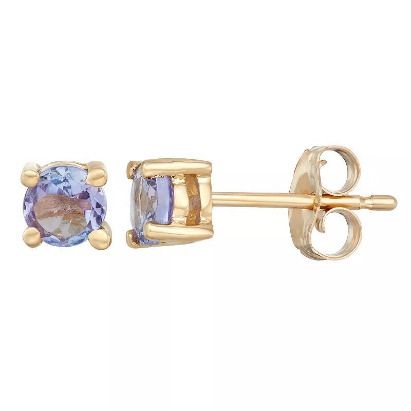 14k Gold Tanzanite Stud Earrings, Womens, Pink Product Image