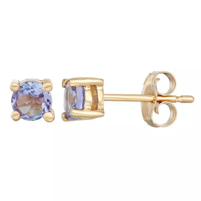 14k Gold Tanzanite Stud Earrings, Womens, Pink Product Image