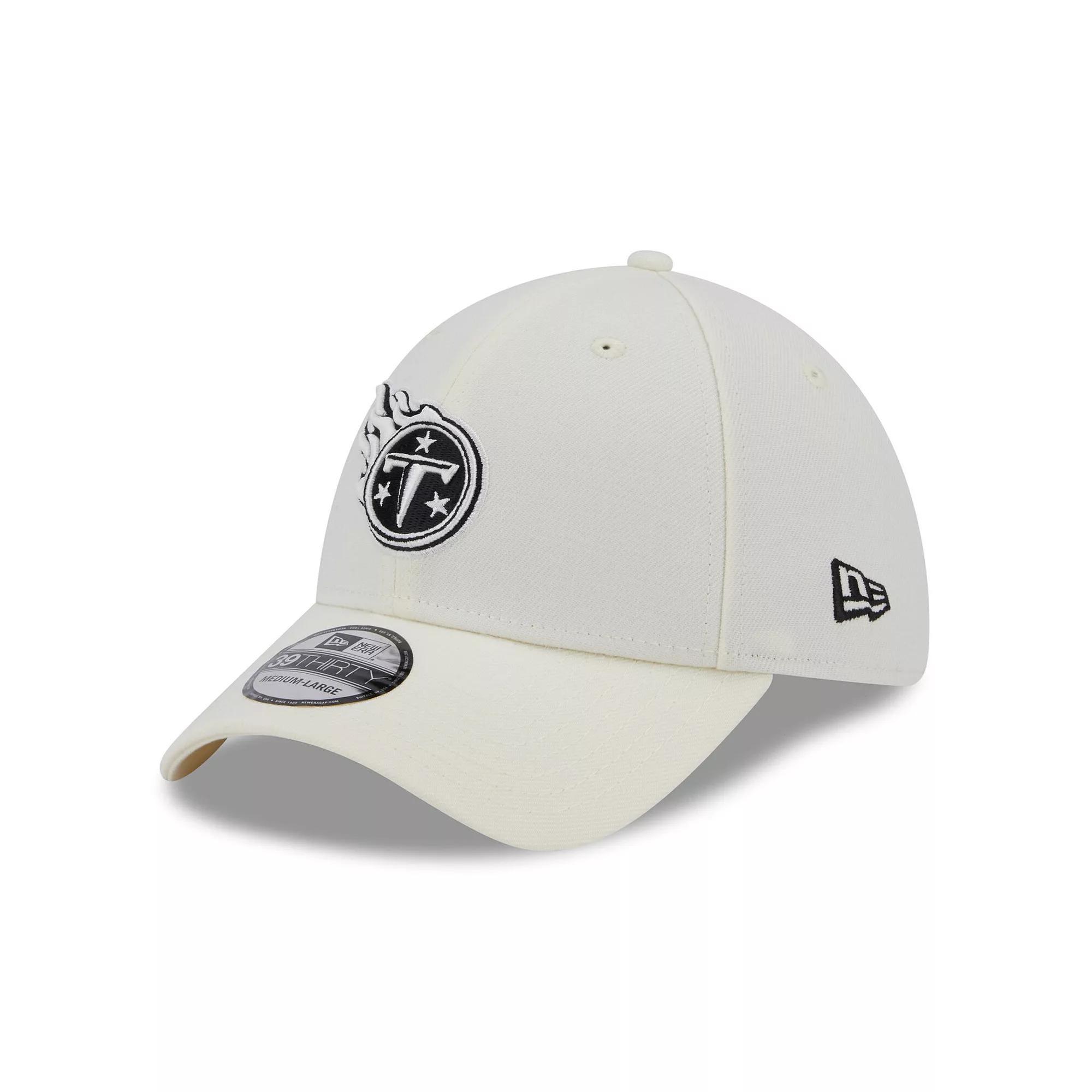 Men's New Era Cream Tennessee Titans Chrome Collection 39THIRTY Flex Hat, Size: Medium/Large, Beige Product Image
