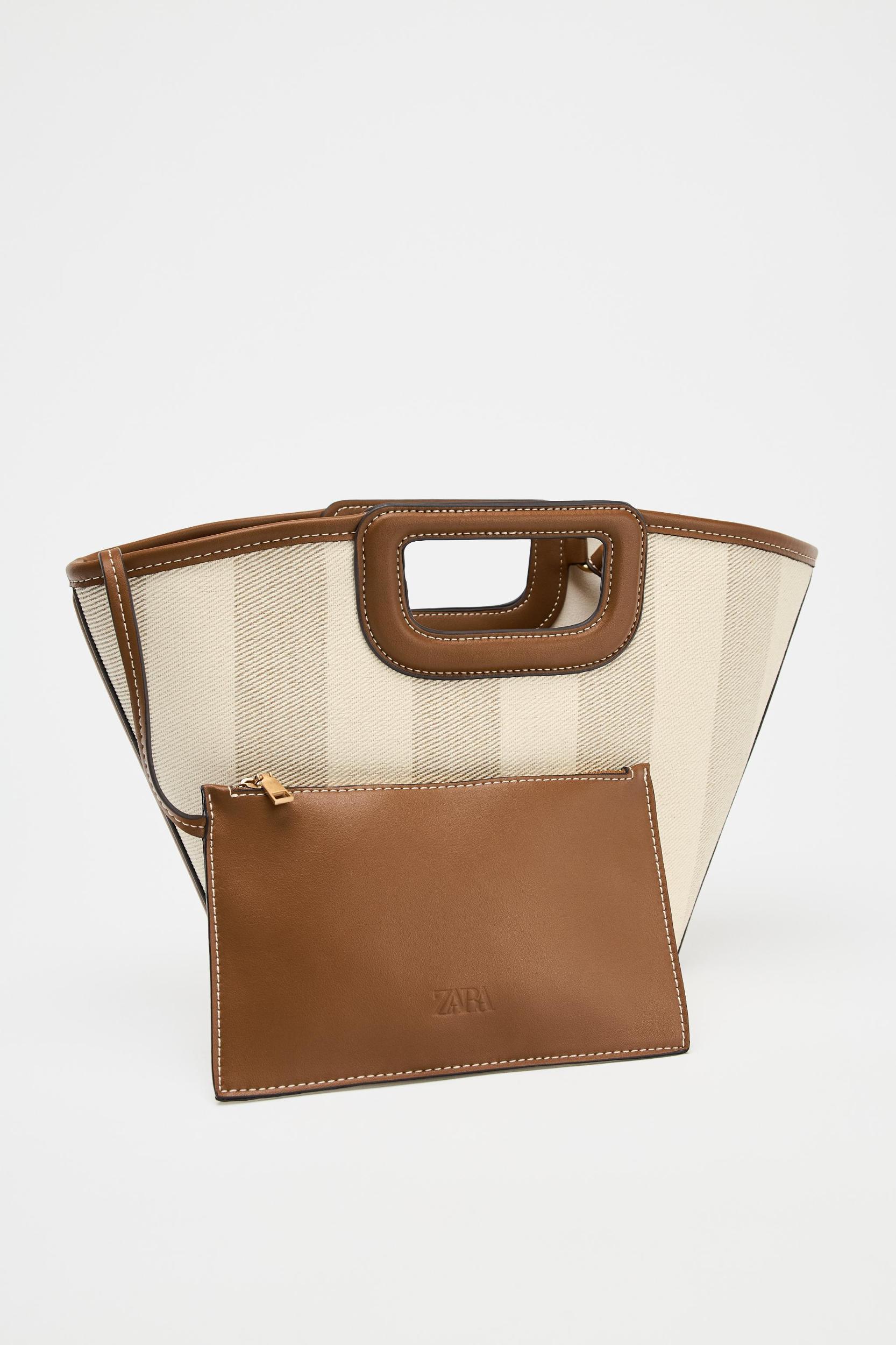 CANVAS TOPSTITCHED SHOPPER BAG Product Image