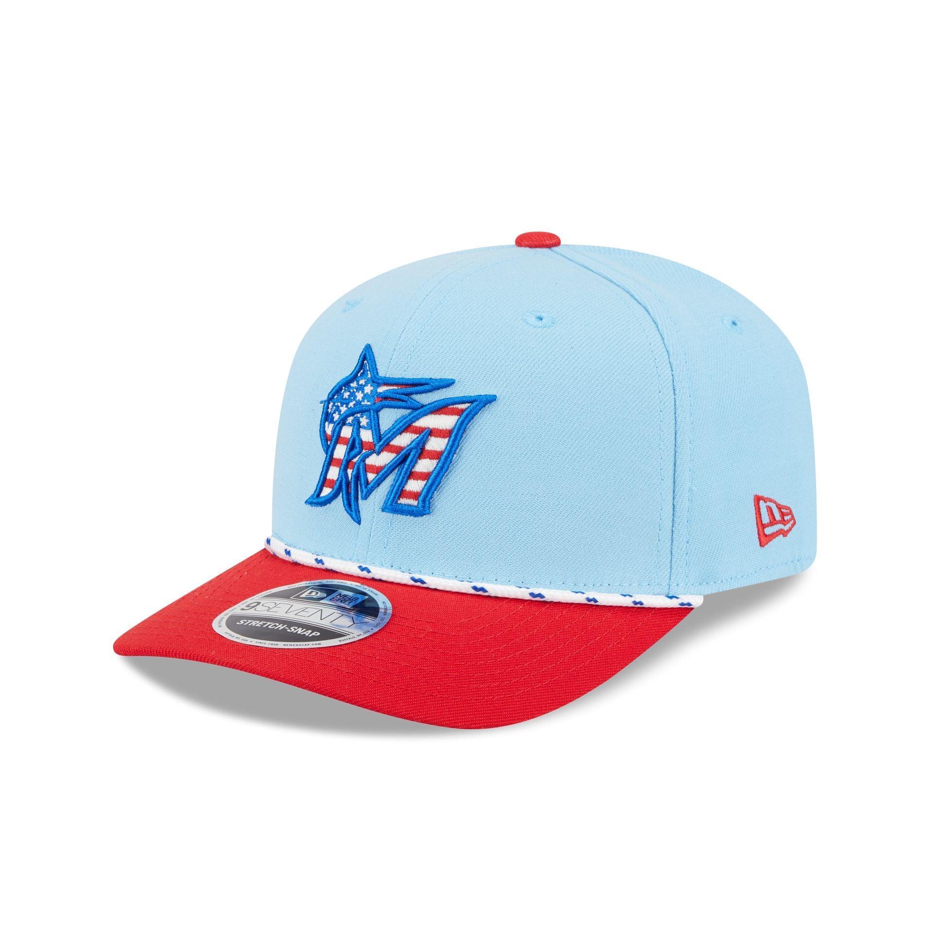Miami Marlins Independence Day 2025 9SEVENTY Stretch-Snap Hat Male Product Image