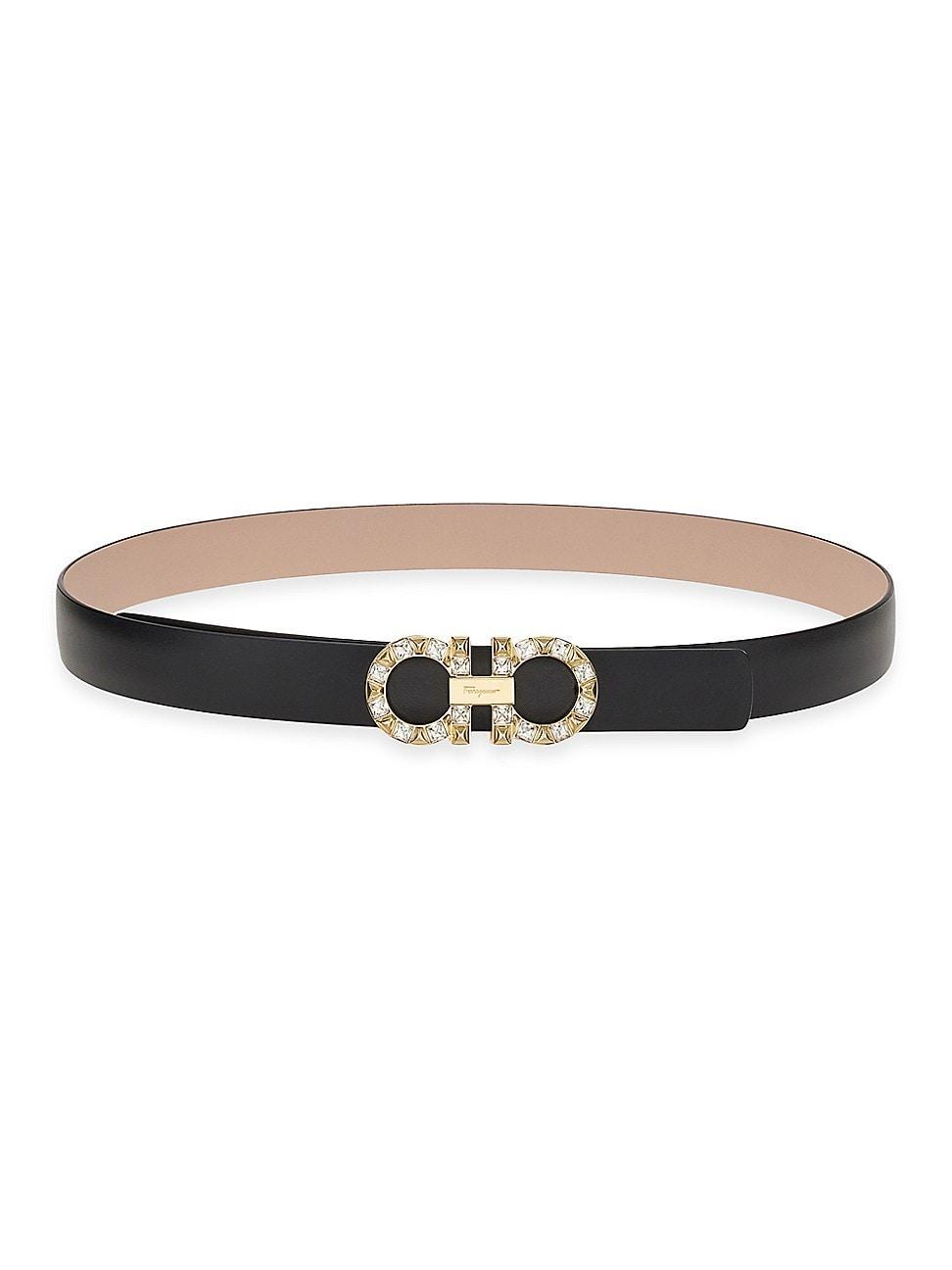 Womens Gancini Adjustable Cut-to-Size Reversible Hammered Leather Belt Product Image