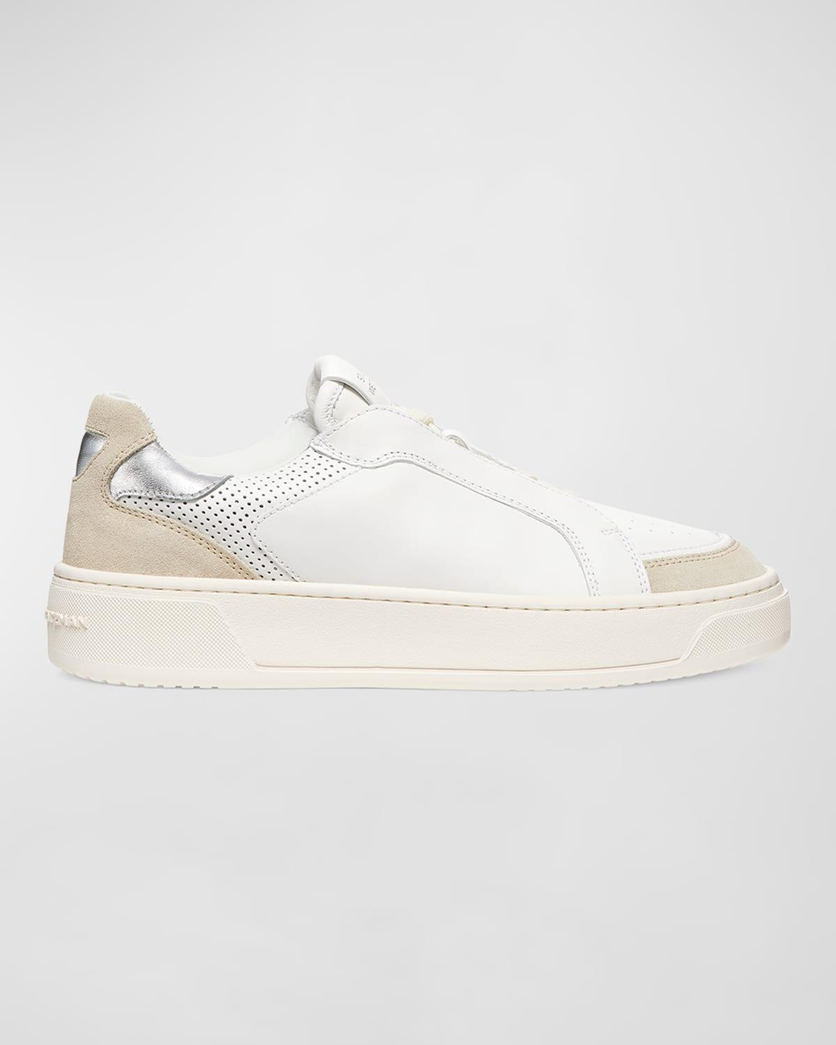 Courtside Mixed Leather Retro Low-Top Sneakers Product Image