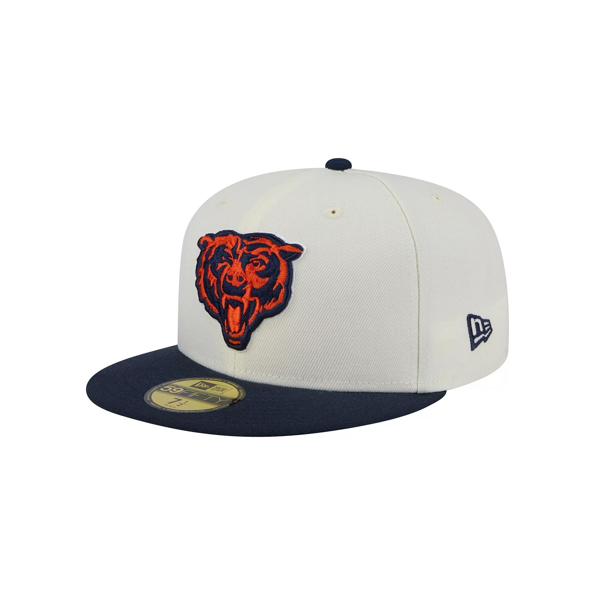 Men's New Era  White/Navy Chicago Bears  Main 59FIFTY Fitted Hat, Size: 6 7/8 Product Image