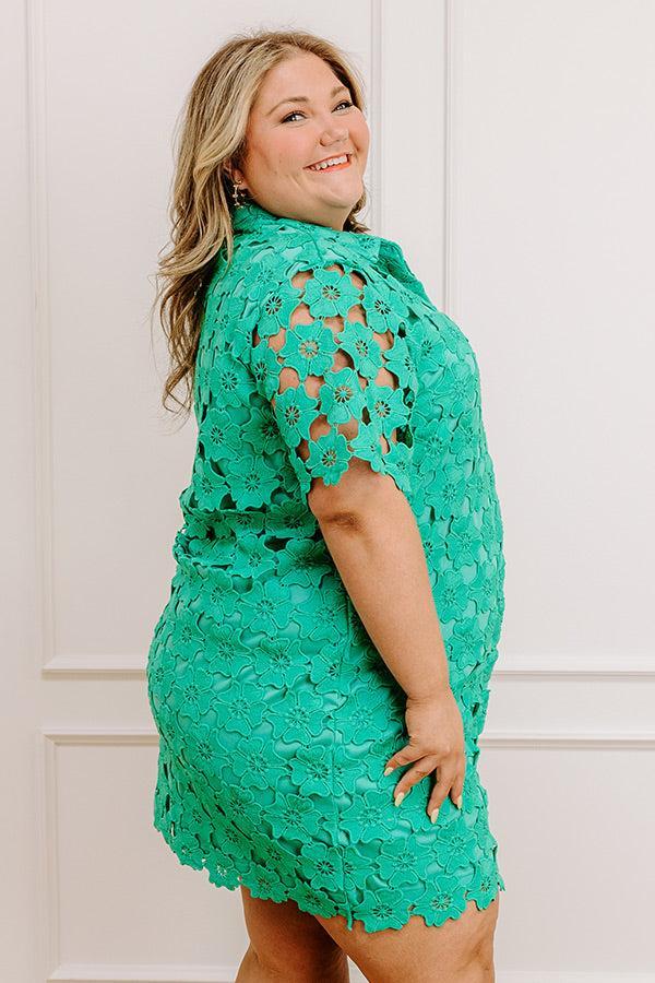 Sunshine Sunday Crochet Mini Dress in Emerald Curves Product Image