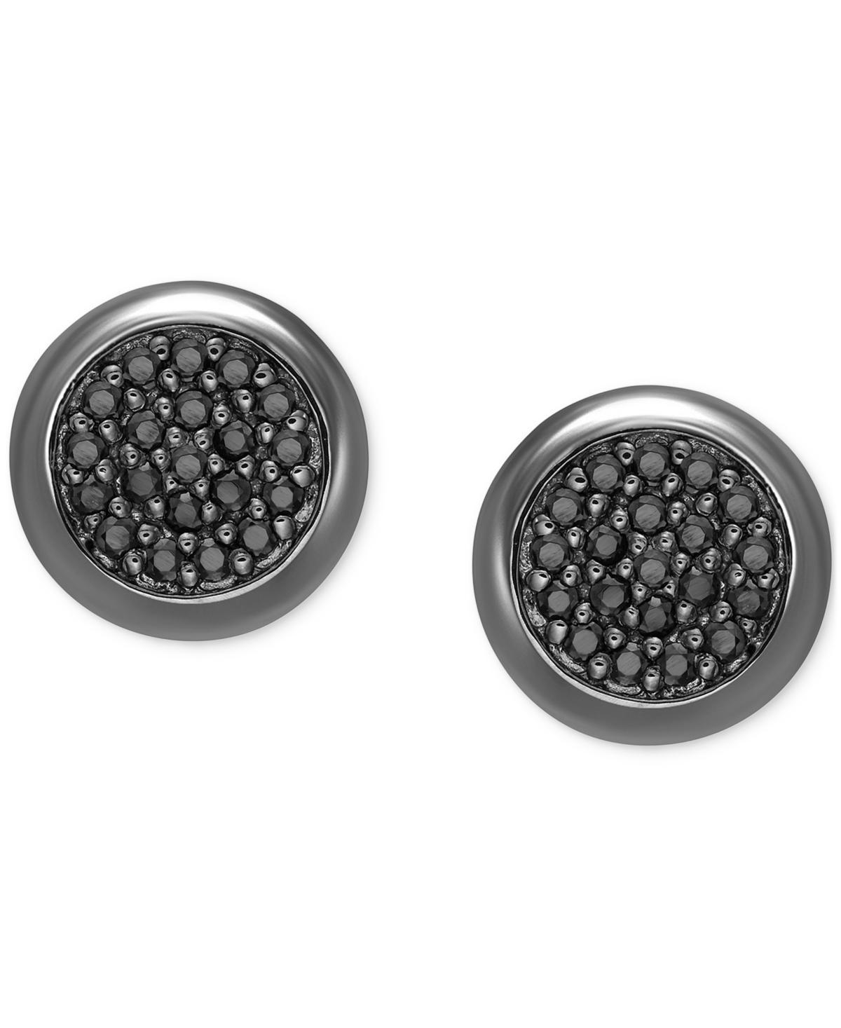Mens Black Diamond Circle Cluster Stud Earrings (1/3 ct. t.w.) Rhodium-Plated Sterling Silver or Sterling Silver (Also in White Diamonds) - Product Image