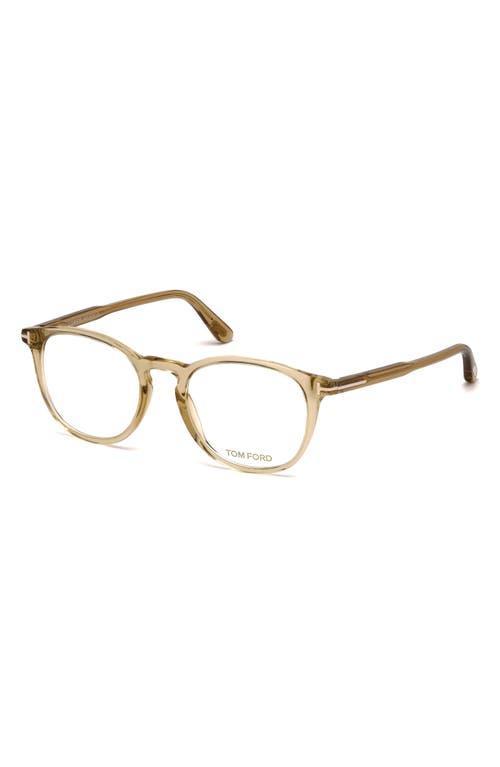TOM FORD 51mm Round Optical Glasses In Champagne Rose Gold/t Logo Product Image