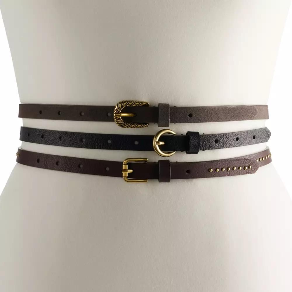 Women's Sonoma Goods For Life® 3-for-1 Thin Belt Set, Size: Small, Dark Brown Mink Black Product Image