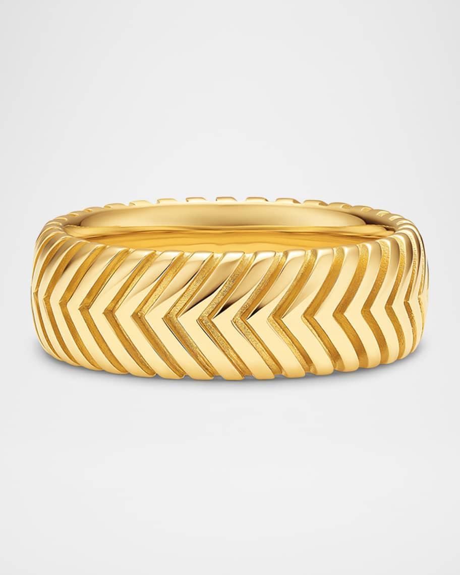 Mens Chevron Band Ring in 18K Gold, 8mm Product Image