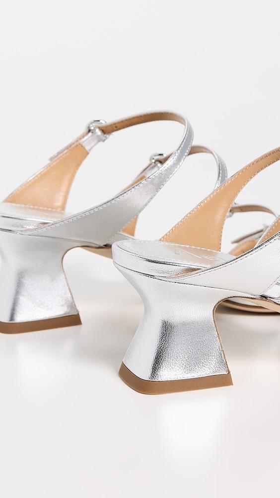 AEYDE Eanna Laminated Nappa Leather Silver Sandals | Shopbop Product Image