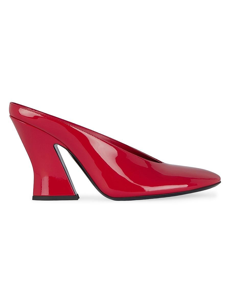 Womens Sculpted Heeled Mules in Patent Leather Product Image