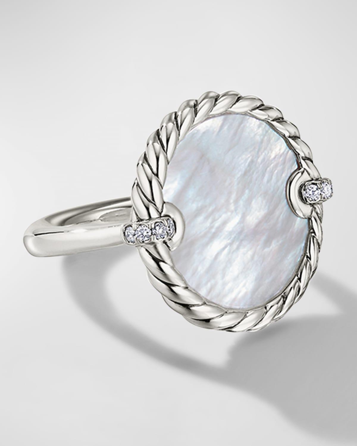 David Yurman Sterling Silver Dy Elements Mother-of-Pearl & Diamond Ring Product Image