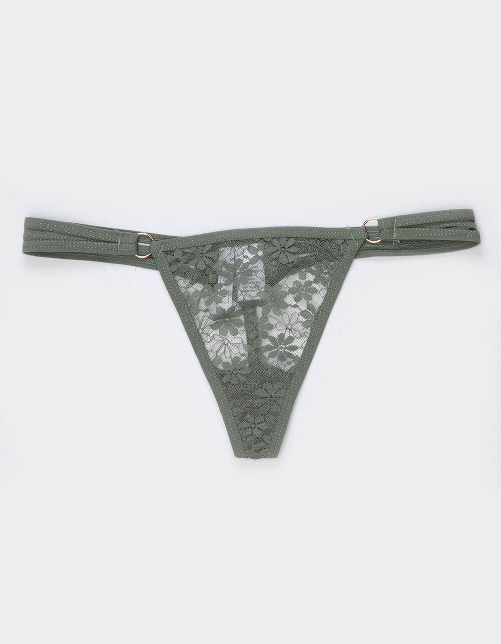 FULL TILT Side Strappy Lace Thong - OLIVE Product Image