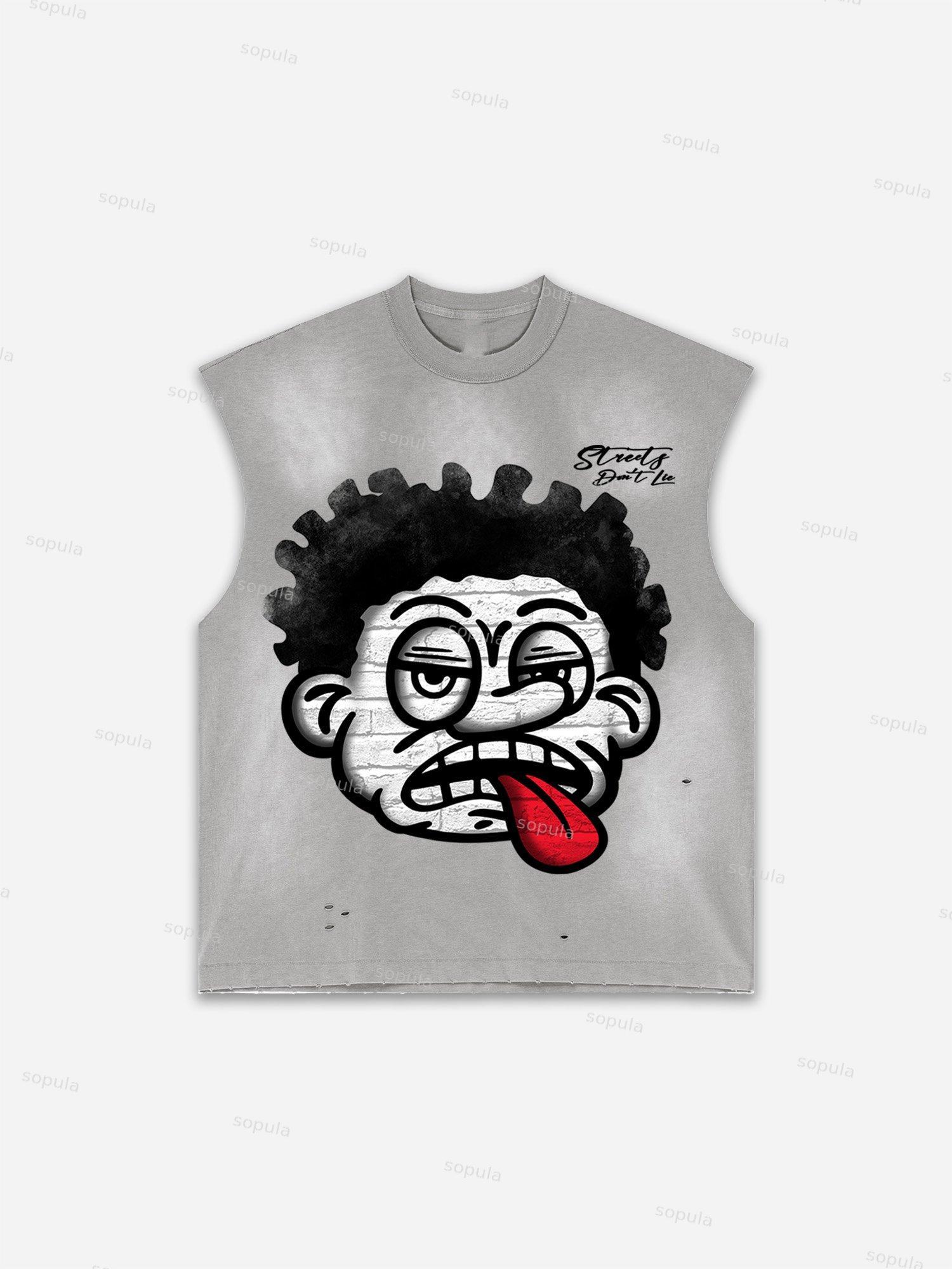 Men's Washed Streets Don't Lie Retro Big Head Graphic Tank Top Product Image