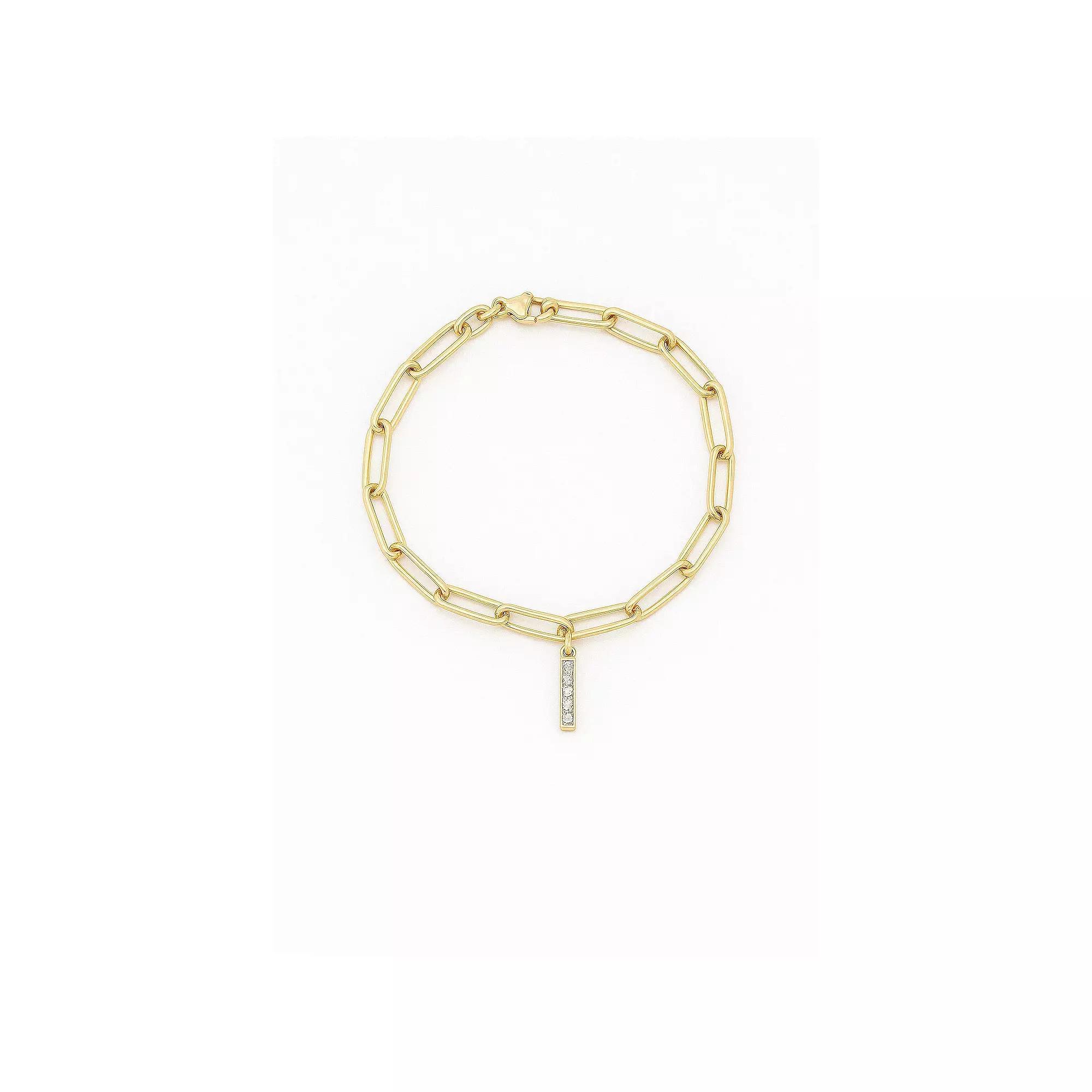 Meshmerise 18K Gold Over Silver Diamond Inital Bracelet, Women's, Size: 6-7" ADJ, Gold Tone I Product Image