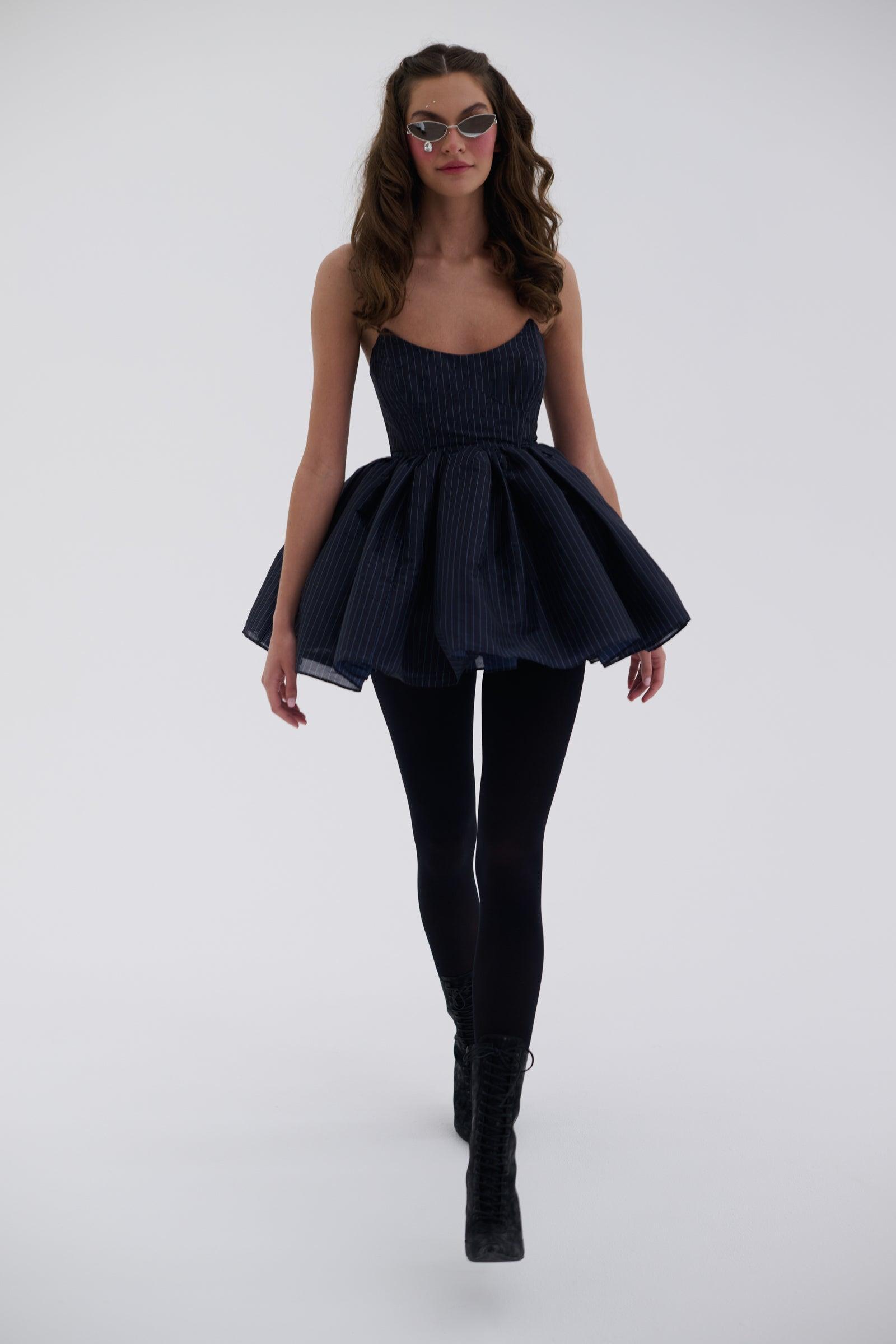 The Pinstripe Veuve Dress Product Image
