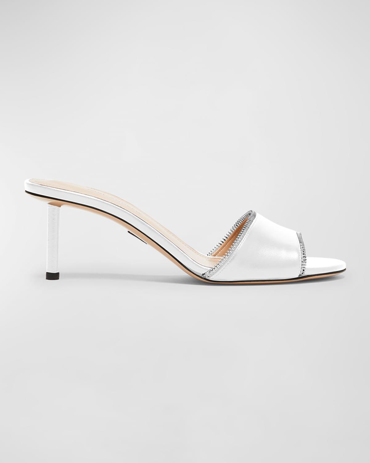 Leather Zippy Stiletto Mule Sandals Product Image