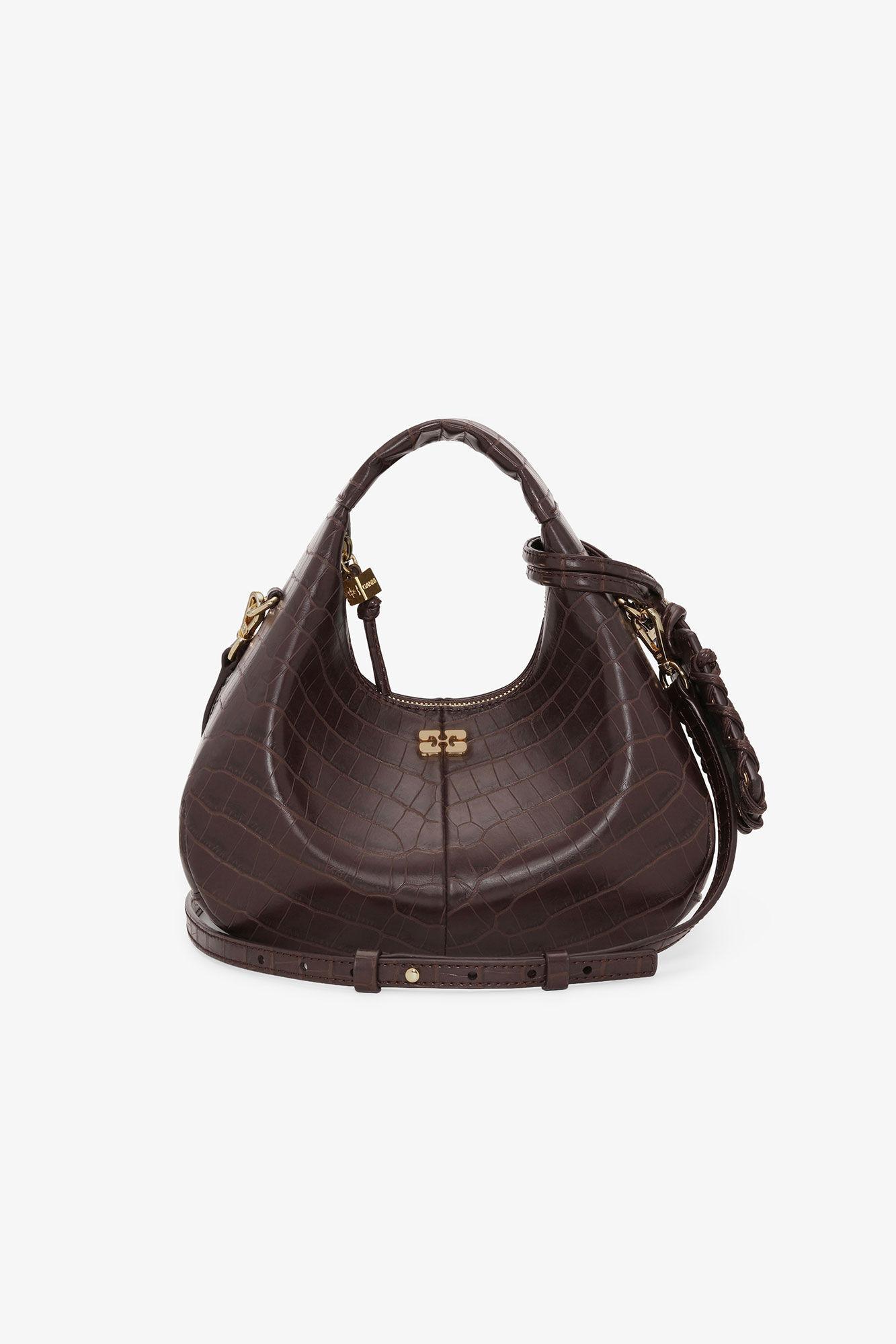 Brown Croco Mini Hobo Bag Product Image