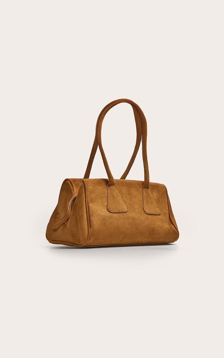 Tan Faux Suede Bowler Bag Product Image