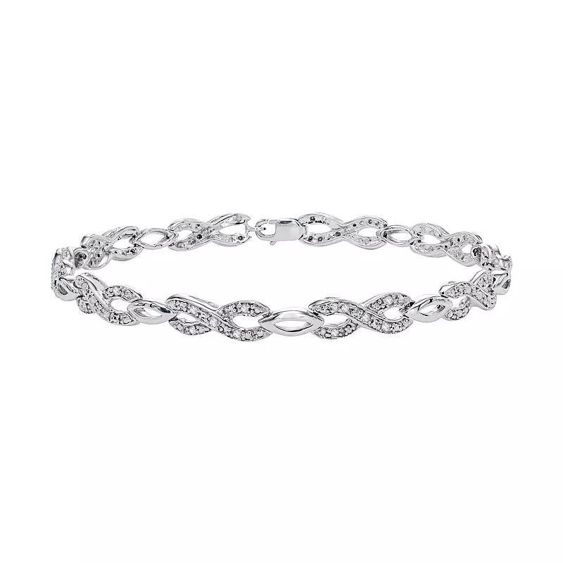 Sterling Silver 1/4 Carat T.W. Diamond Infinity Bracelet, Women's, Size: 7.25", White Product Image