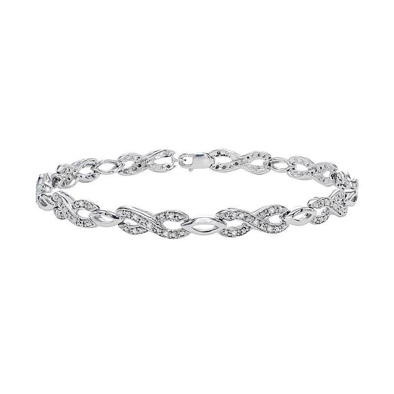 Sterling Silver 1/3 Carat T.W. Diamond Infinity Bracelet, Women's, Size: 7.25", White Product Image