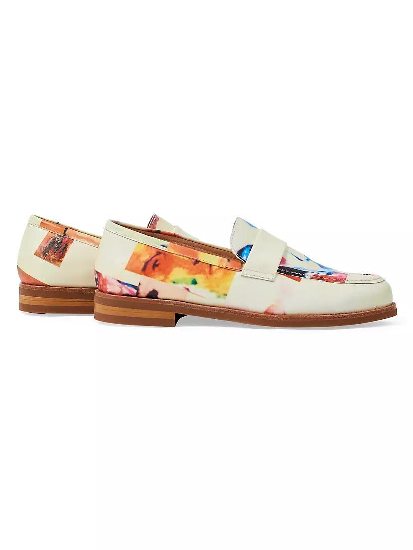 Collage Faces Printed Leather Loafers Product Image