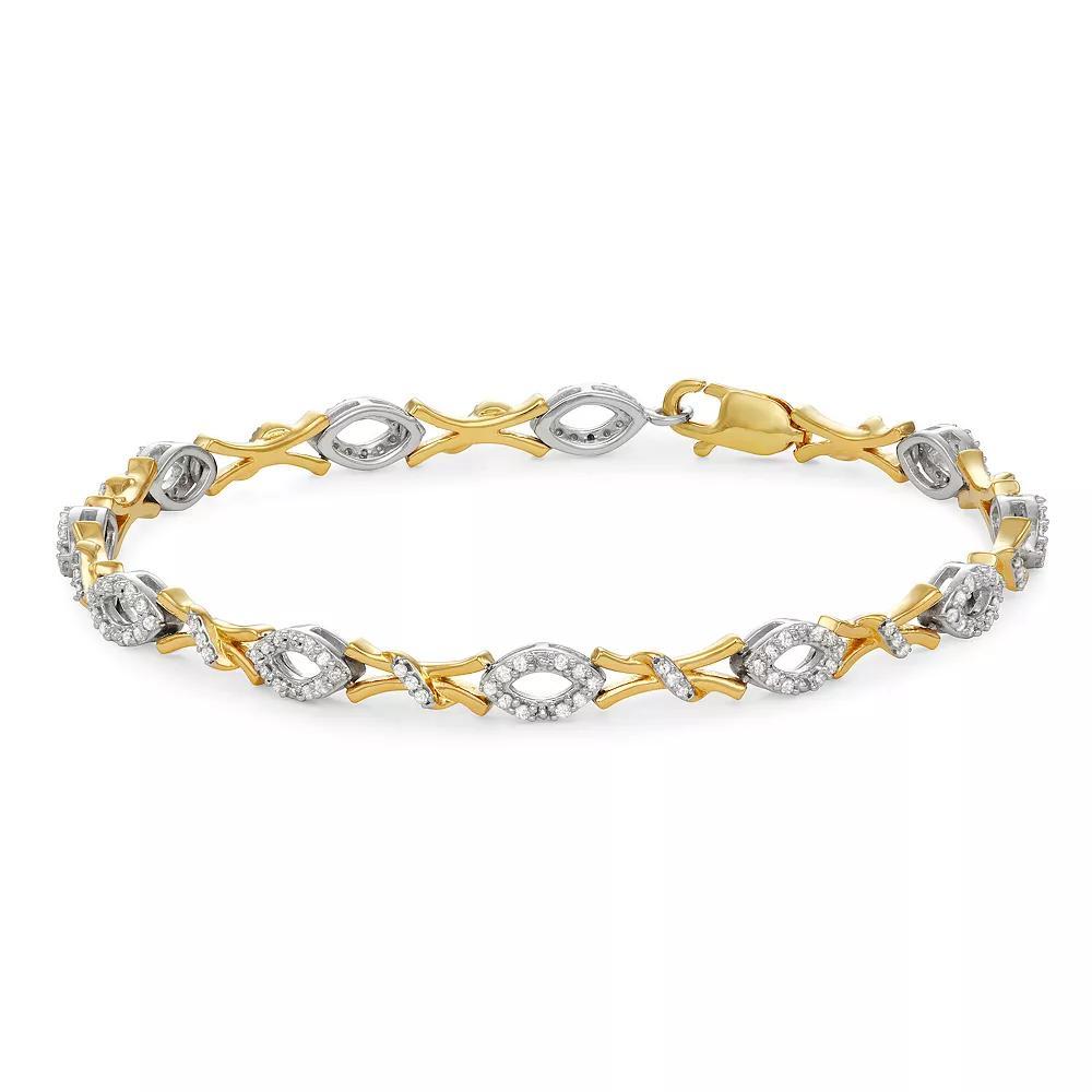 HDI 1/2 Carat T.W. Diamond X O Bracelet, Women's, Size: 7, Sterling Product Image