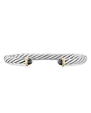 David Yurman Mens Cable Cuff Bracelet in Sterling Silver with 14K Yellow Gold and Hematine, 6mm Product Image