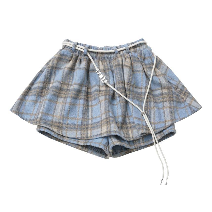 Elastic Waist Plaid Skort Product Image