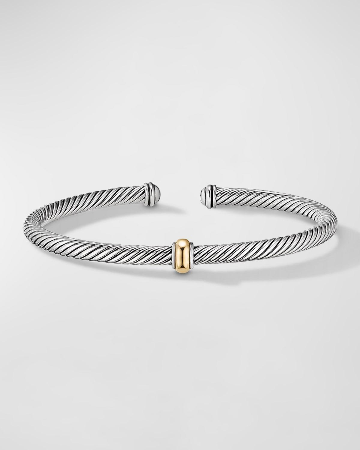 Cable Station Bracelet in Silver with 18K Gold, 4mm Product Image