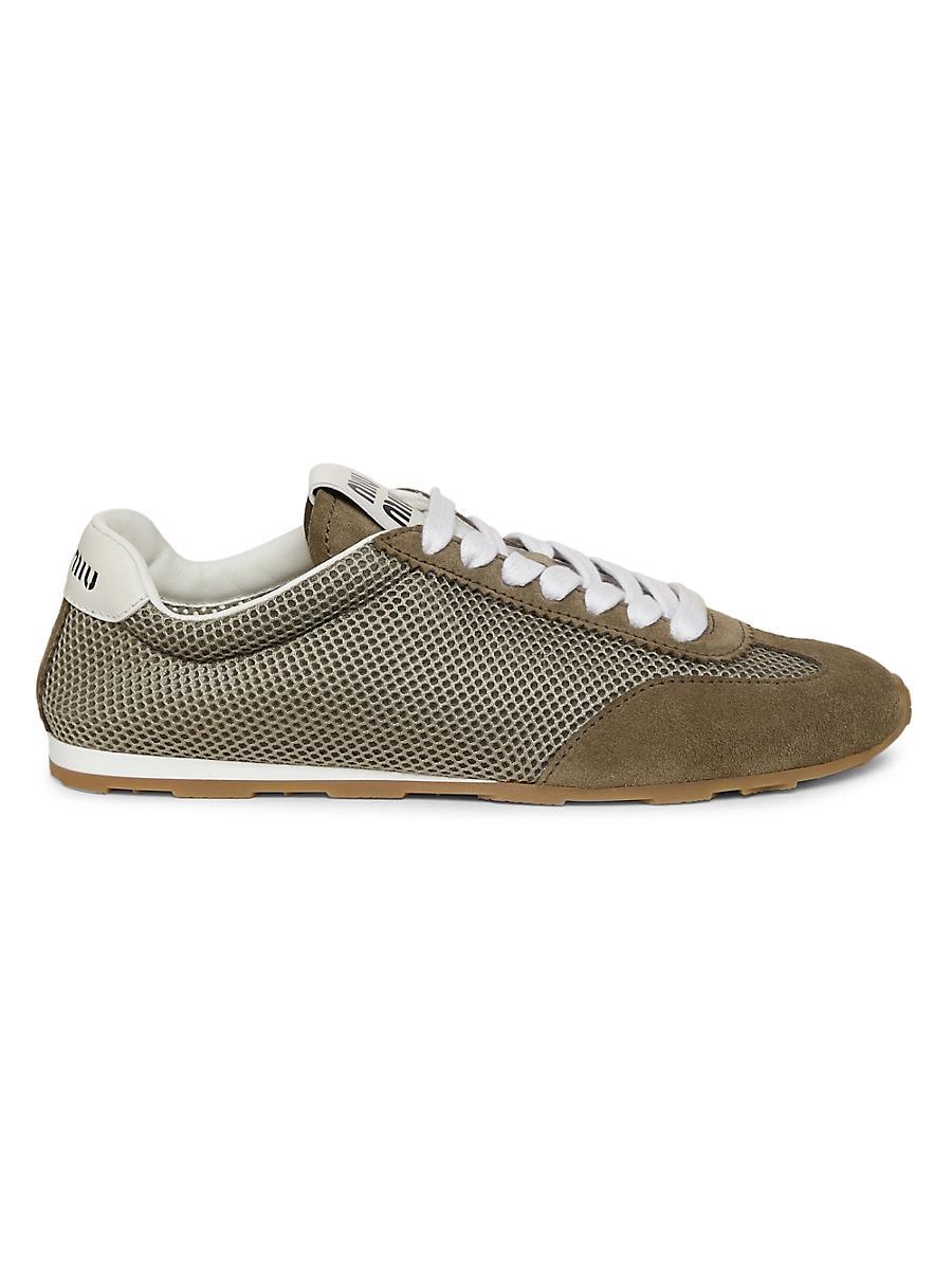 Womens Mesh & Suede Low-Top Lace-Up Sneakers Product Image