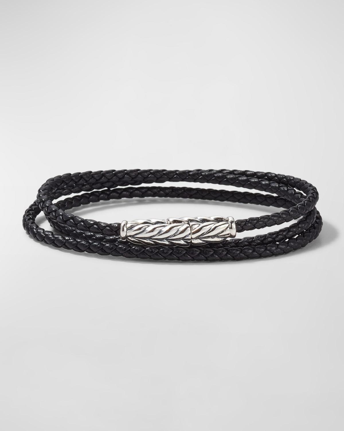 Mens Leather Triple Wrap Bracelet, 3mm Product Image