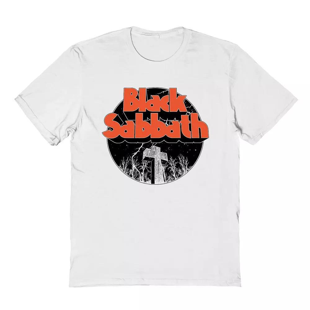 Men's Black Sabbath Cross Graveyard Graphic Tee, Size: Medium, White Product Image