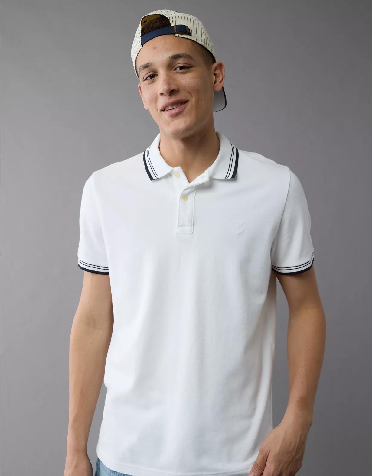 AE Lived-In Stretch Pique Slim Fit Tipped Polo Shirt Product Image