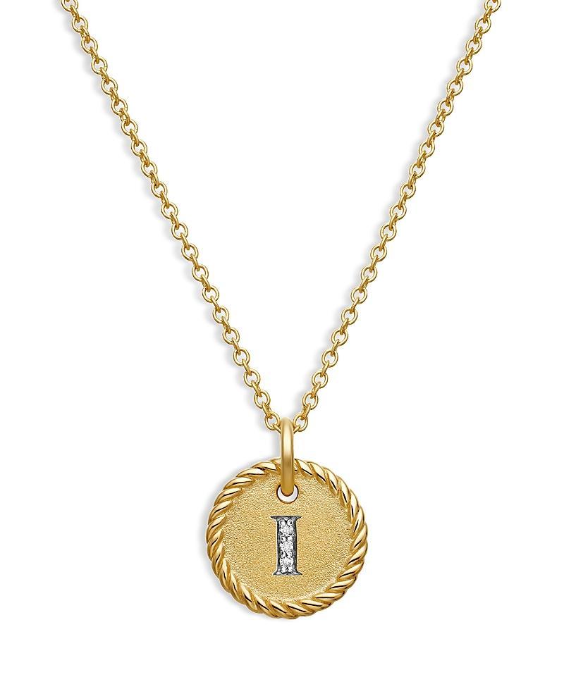 David Yurman Cable Collectibles Initial Pendant with Diamonds in Gold on Chain, 16-18 Product Image