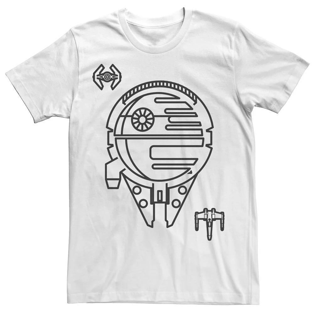 Men's Star Wars Millennium Falcon Tie Fighter X-Wing Tee, Size: 3XL, White Product Image