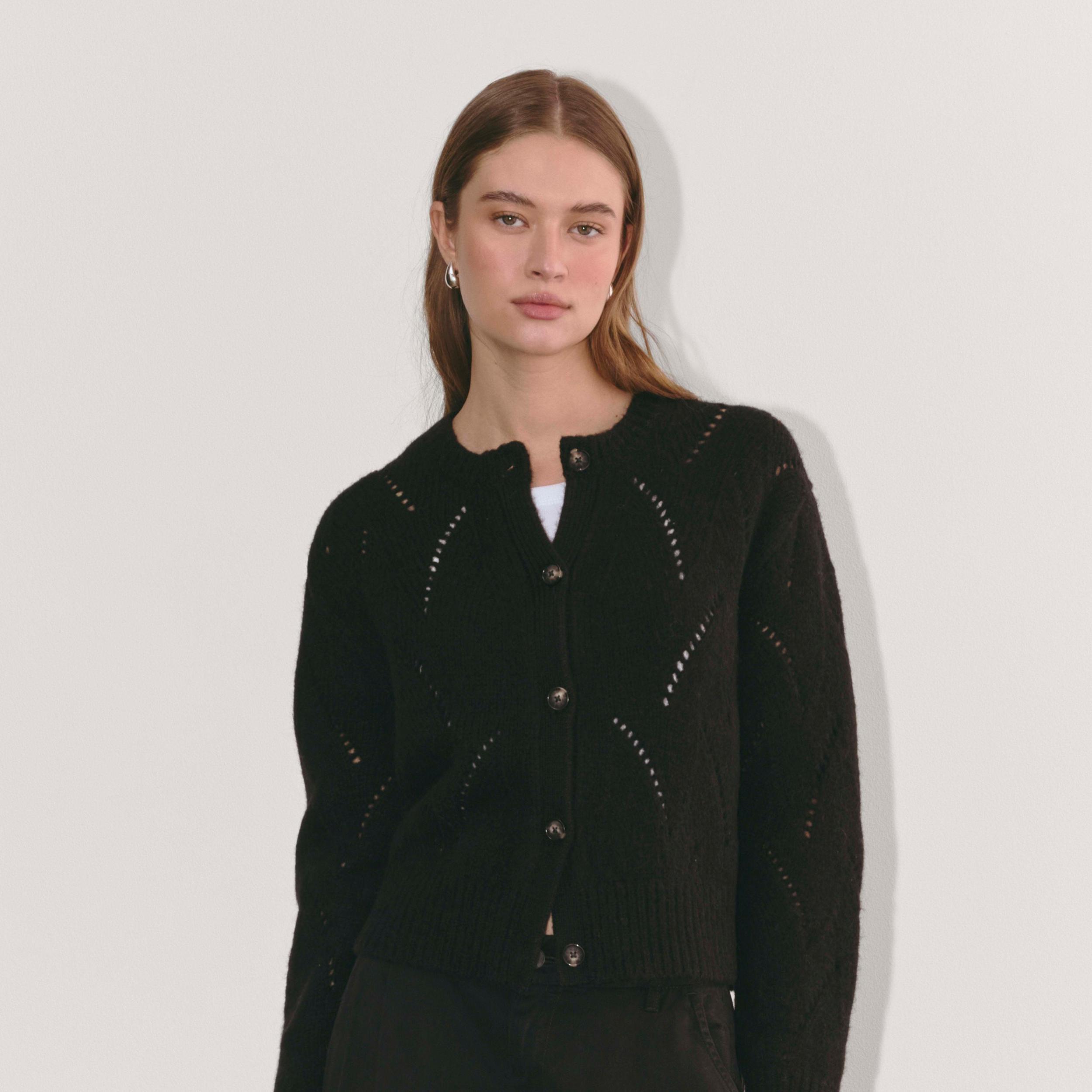 The Pointelle Cardigan in Cloud Product Image