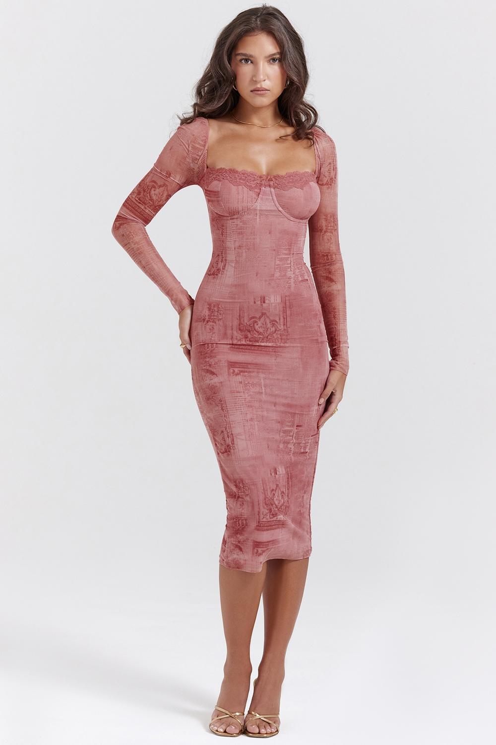 Seraphina Pink Print Corset Dress Product Image