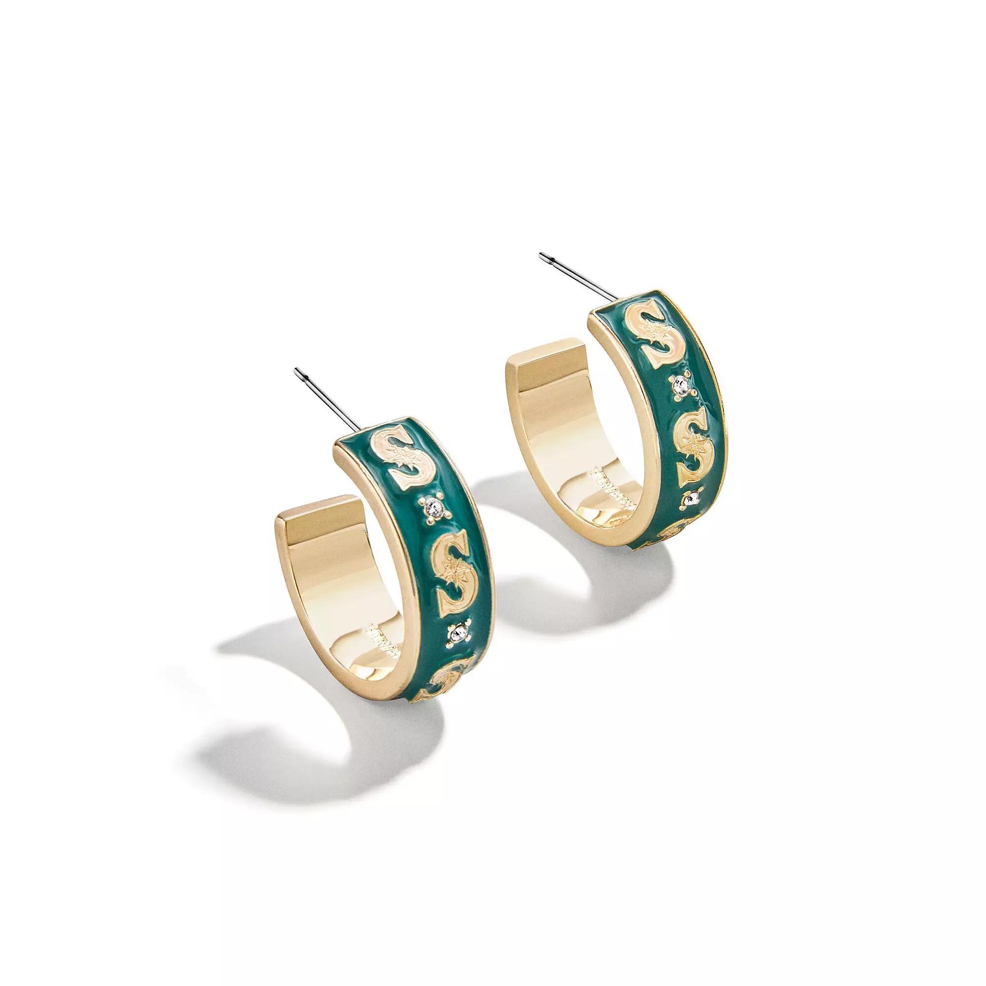 WEAR By Erin Andrews x BaubleBar Seattle Mariners Enamel Hoop Earrings, Women's, Gold Product Image