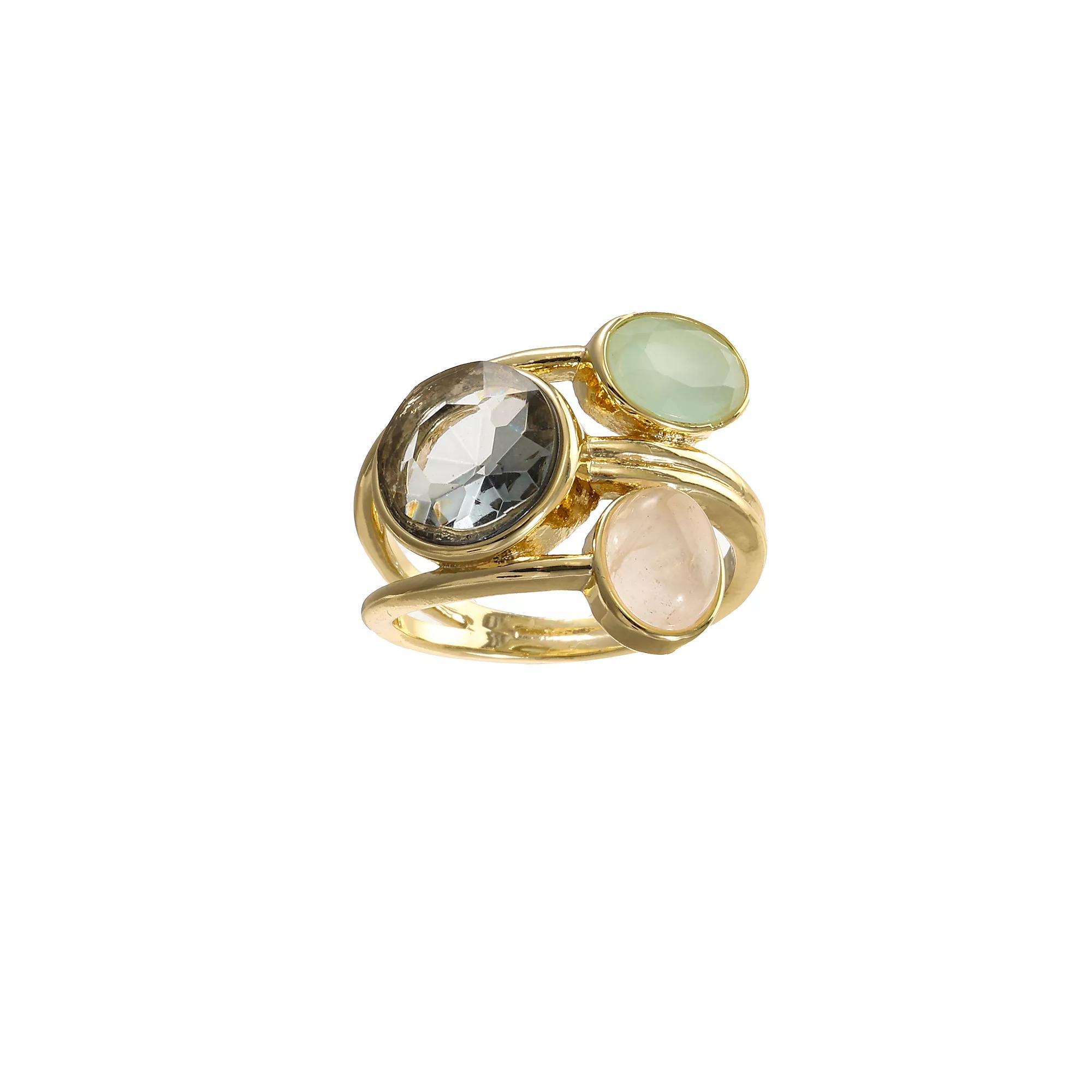 City Luxe Gold Tone Rose Quartz & Crystal Multistone Ring, Women's, Size: 10 Product Image