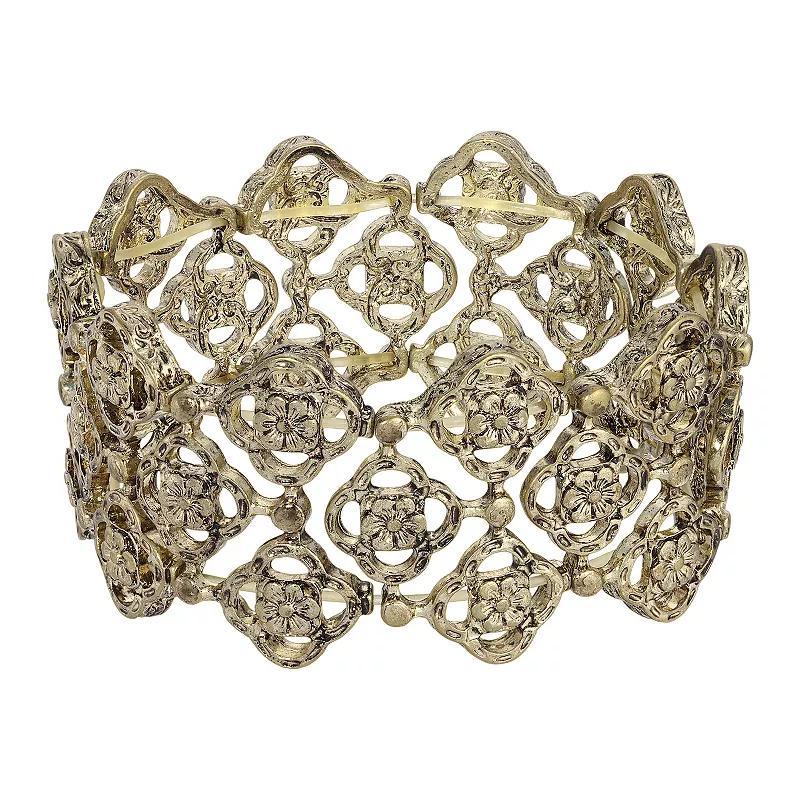 1928 Clover & Flower Wide Stretch Bracelet, Womens, Gray Product Image