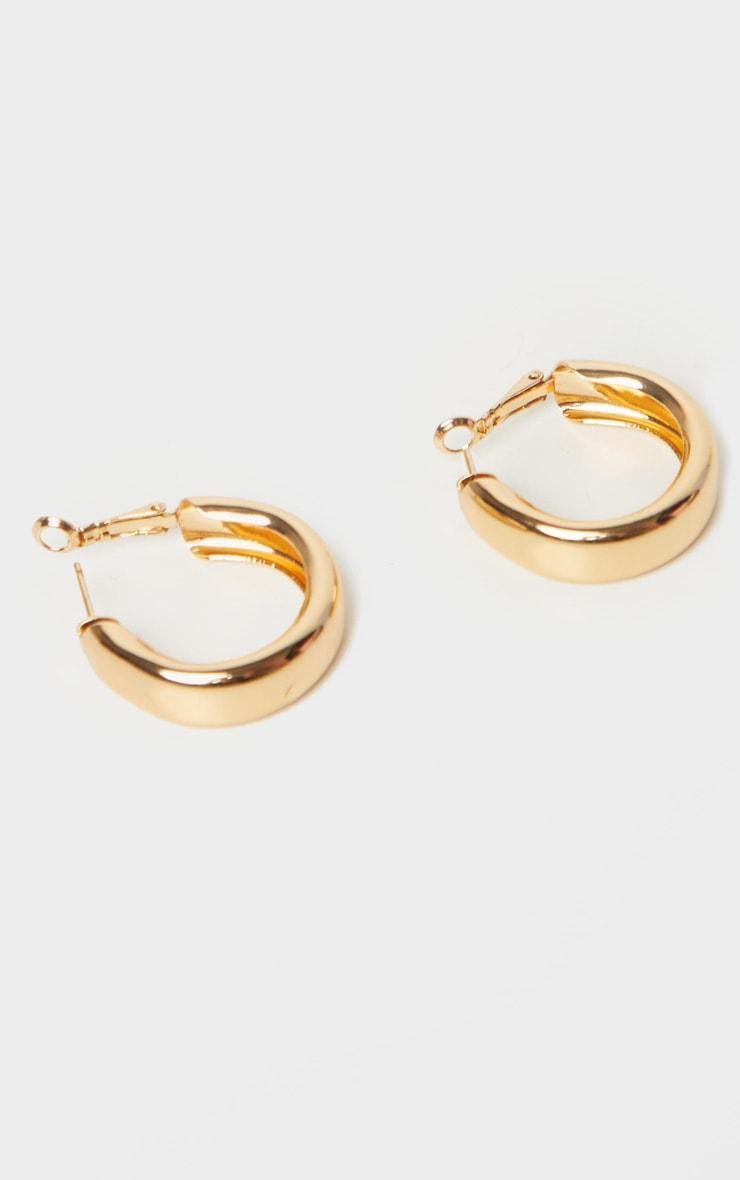 Gold Small Chunky Tubular Hoop Earrings Product Image