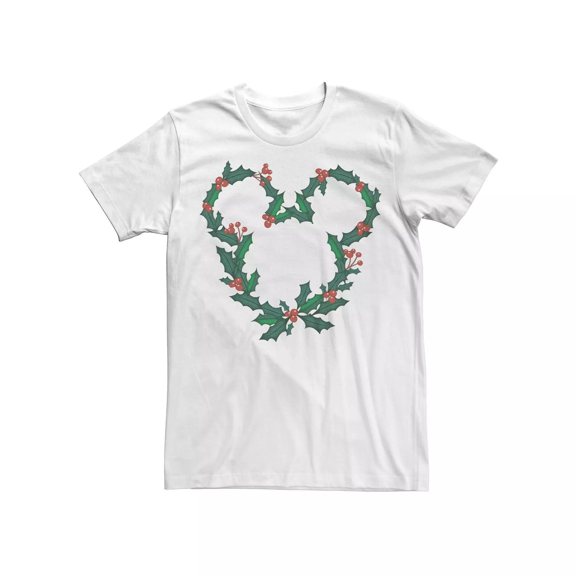 Disney's Mickey Mouse Men's Christmas Wreath Design Tee, Size: Large, White Product Image